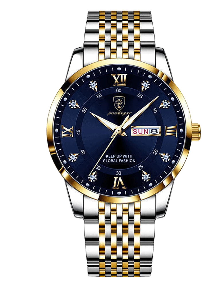 POEDAGAR Classic Luxury Quartz Man Wristwatch Sport Men Watches Waterproof Luminous Week Date Stainless Steel Men's Watch ...