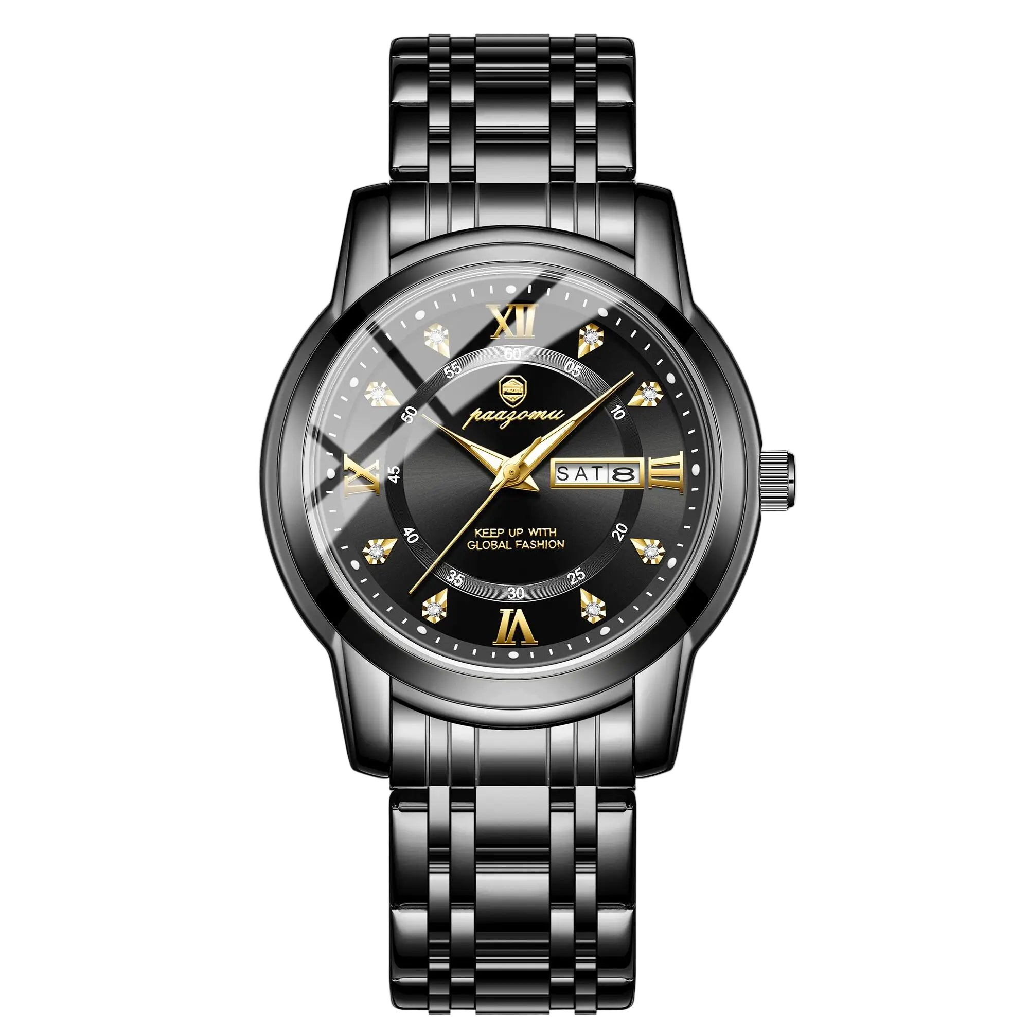 POEDAGAR Business Men Watch Date Week Waterproof Luminous Luxury Man Wristwatch Sports Stainless Steel Men's Quartz Watche...