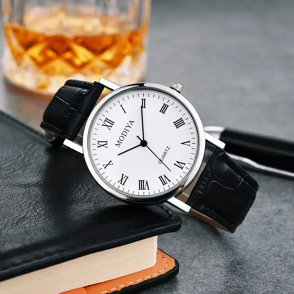 Men's Business Wrist Watch Luxury Leather Strap Analog Watches Ultra Thin Quartz Wristwatch Clock Men Women Casual Simple ...
