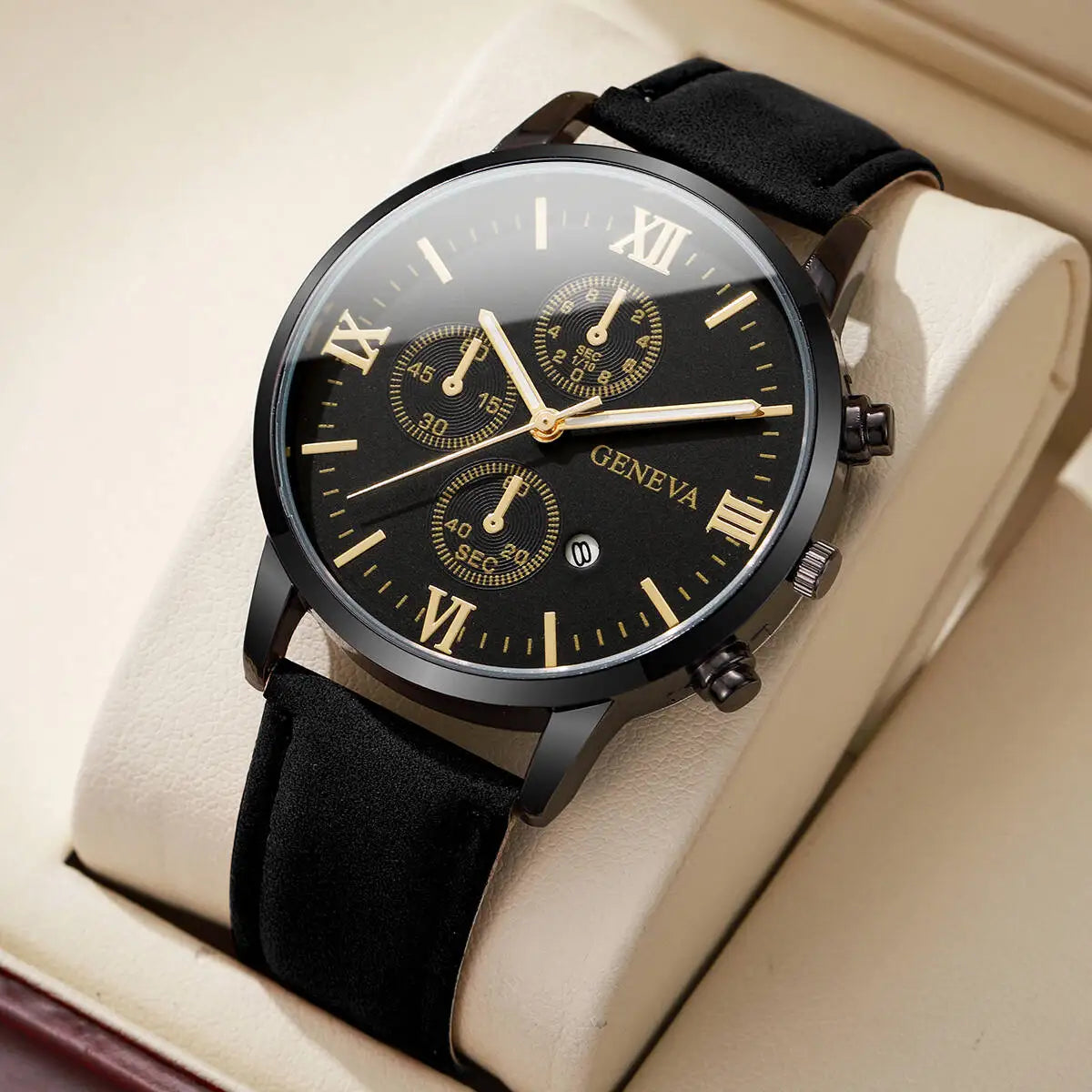 authentic Fashion Roma Dial Men's Watch Casual Leather Strap Men Business Watches Analog Quartz Wristwatches with Calendar...