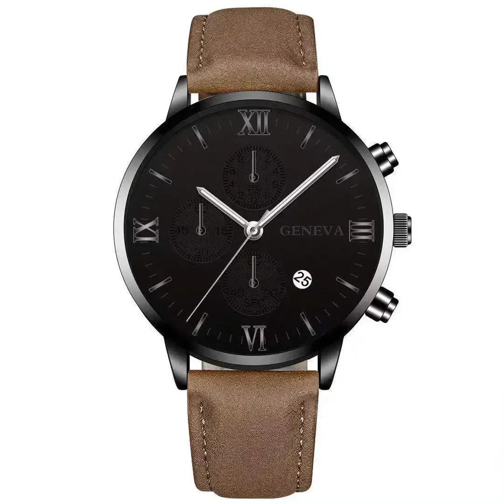 bestseller Fashion Geneva Men's Wristwatch Date Alloy Case Leather Analog Quartz Sport Watch Male Clock Top Brand Luxury R...