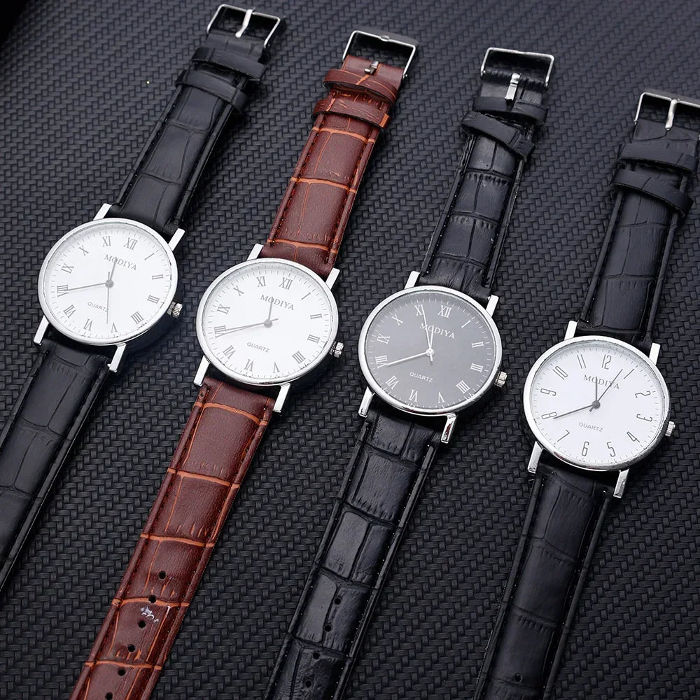 Men's Business Wrist Watch Luxury Leather Strap Analog Watches Ultra Thin Quartz Wristwatch Clock Men Women Casual Simple ...