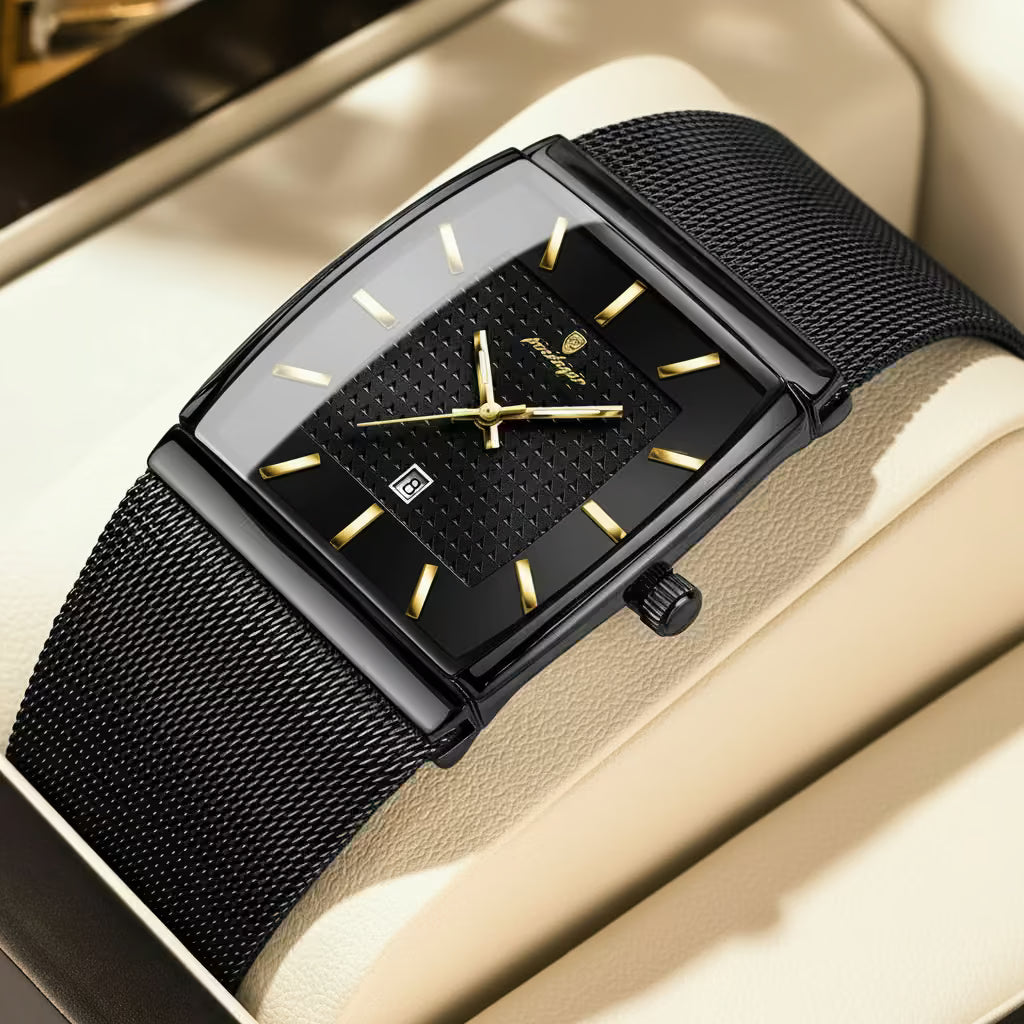 MetroLine™ – Top Luxury Stainless Steel Mesh Date Watch