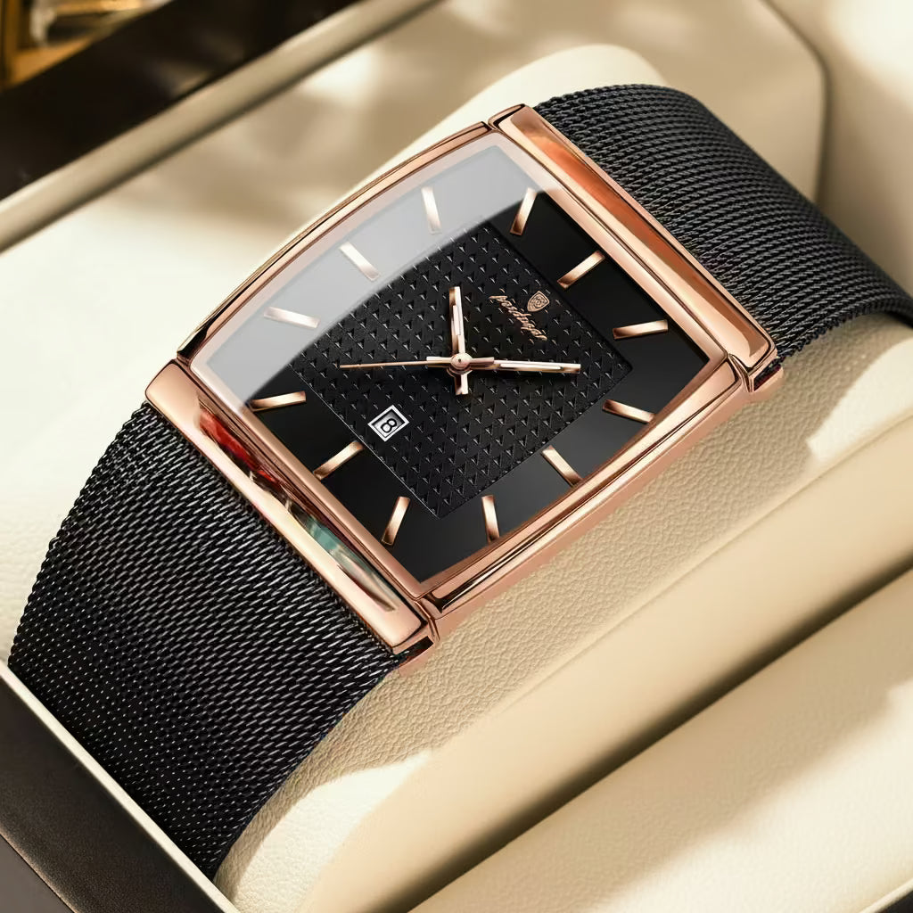 MetroLine™ – Top Luxury Stainless Steel Mesh Date Watch